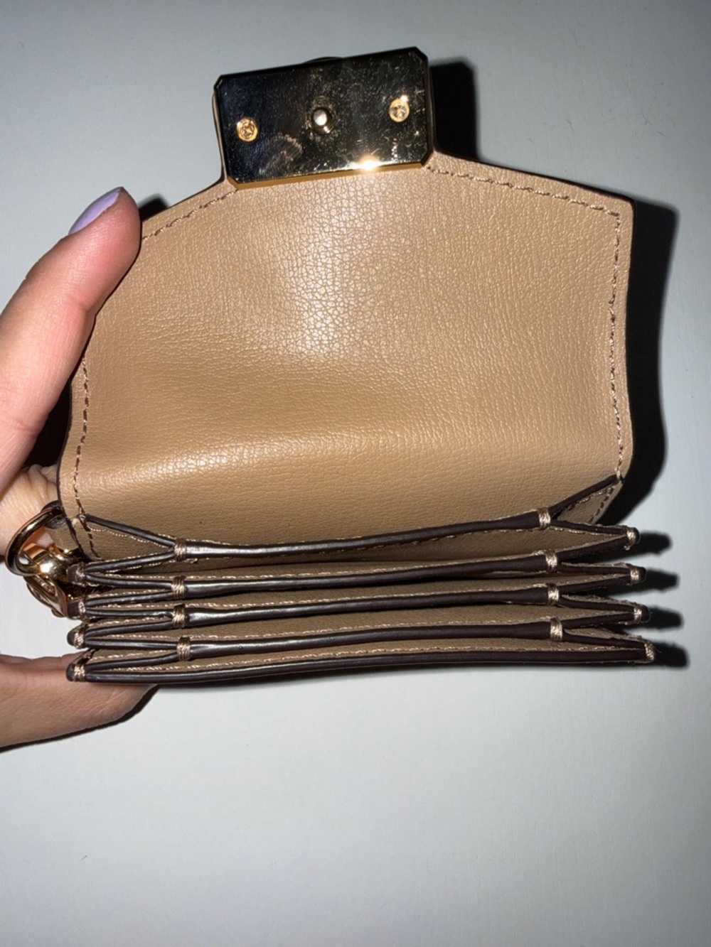 MICHAEL KORS Beige Mini Wallet with Gold Hardware - Picture 3 of 5